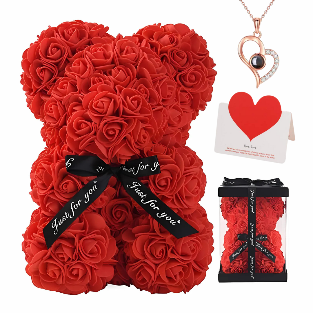 Red rose bear complete gift set