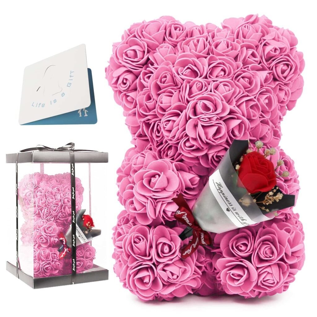 Rose Bear with Mini Bouquet - Main Pink