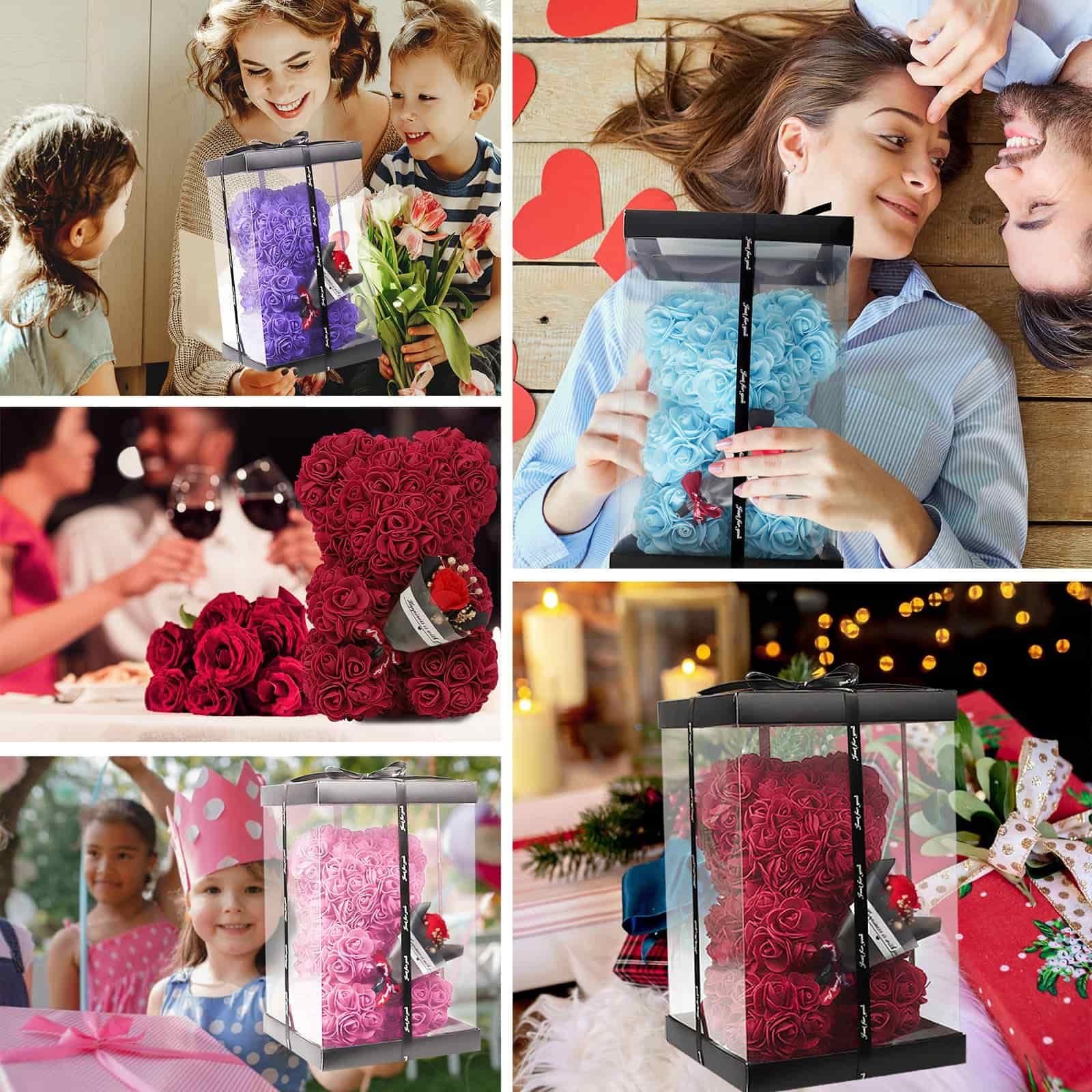 Rose Bear with Mini Bouquet - Pink Bear