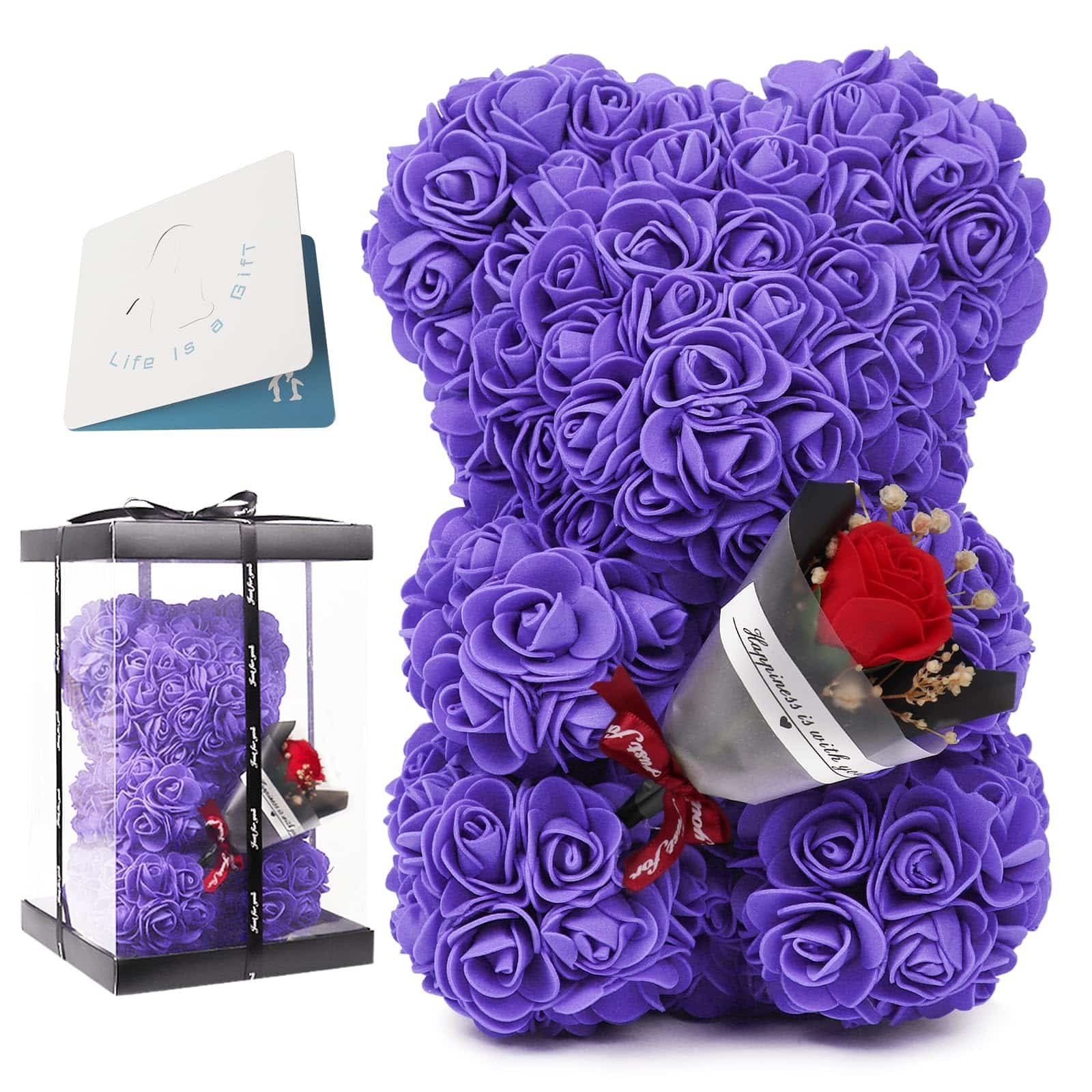 Rose Bear with Mini Bouquet - Purple Product