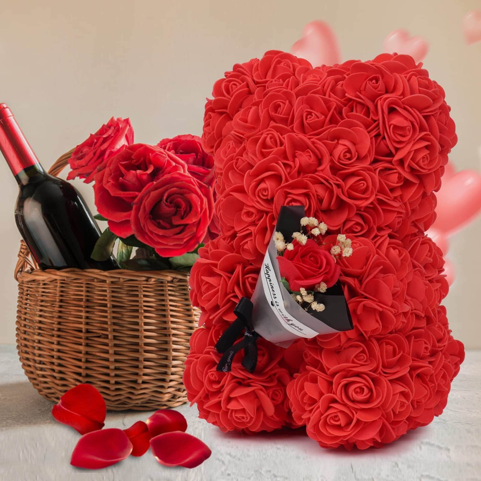 Rose Bear with Mini Bouquet - Red Lifestyle