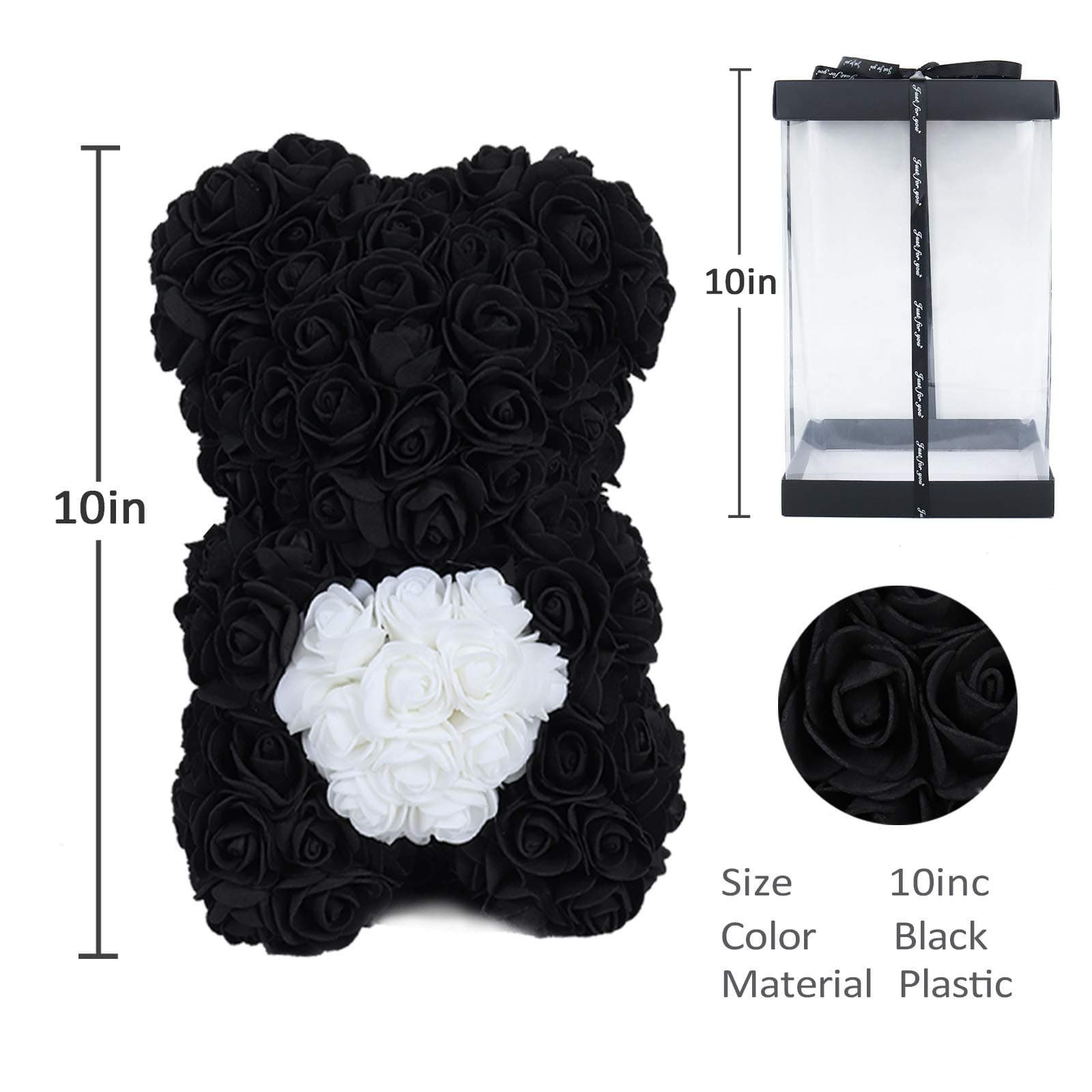 Rose Bear Holding Heart - Black Product