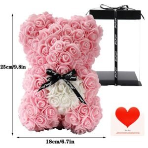 Rose Bear Holding Heart - Light Pink Set