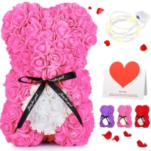 Rose Bear Holding Heart - Main Pink