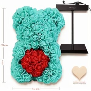 Tiffany Blue Rose Bear Holding Heart