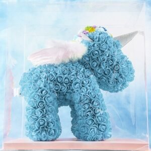 Rose Unicorn with Wings Gift Set - Sky Blue Winged Unicorn